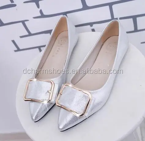 Nice pretty ladies silver pointed toe bridal shoes