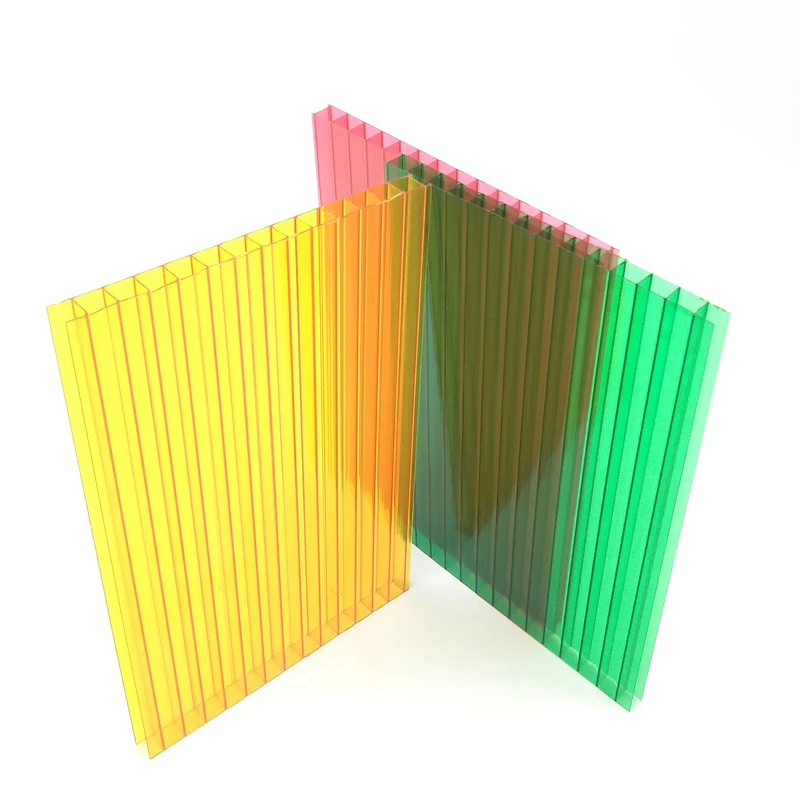100% virgin UV coated 6mm crystal twin wall lexan polycarbonate hollow sheet for window awnings