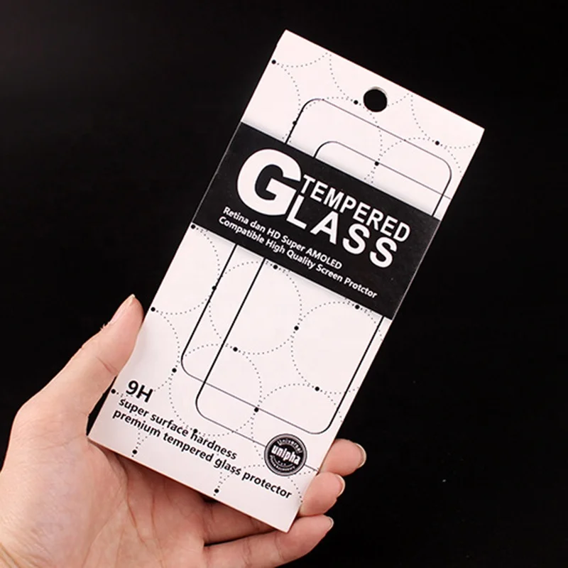 
170gsm art paper universal phone tempered glass screen protector retail packaging box 
