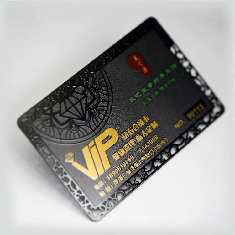 Personalize Brushing metal VIP card discount Card Brushed black Brass Business Cards