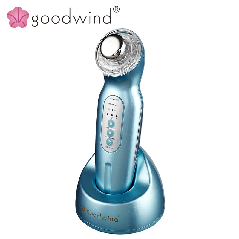 
Home Use Dialysis Skin Care Wireless Ultrasonic Face Massager With 3 Color LED Light Ionic Therapy 