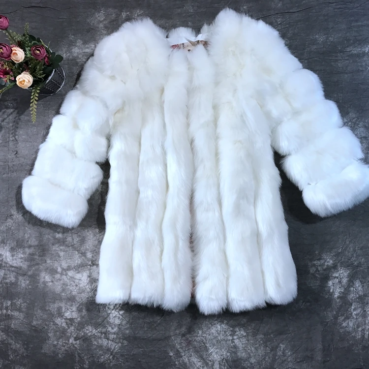 
European popular wholesale long style faux fox fur winter warm coat 