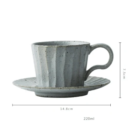 Japan Style Brief Pottery Cups and Mugs Handgrip Ceramic Coffee Mug with Tray Set Drinking Ceramic Coffee Cup and Mugs Saucer