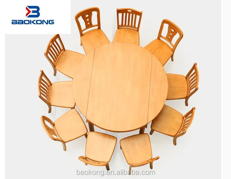 Solid Wood Round Folding Dining Table For Home Dining Room