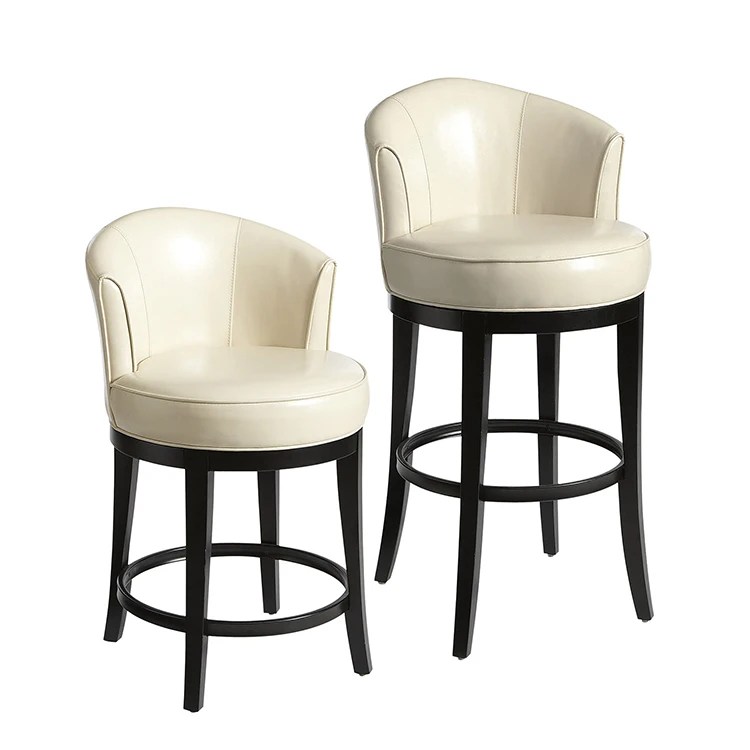 White leather round shape bar stool chair