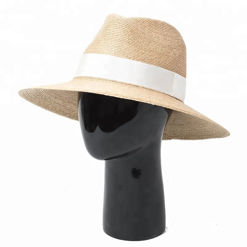 Fancy Hand Weave Fine Raffia Straw Braid Fedora Hat for Summer Vacation Dress