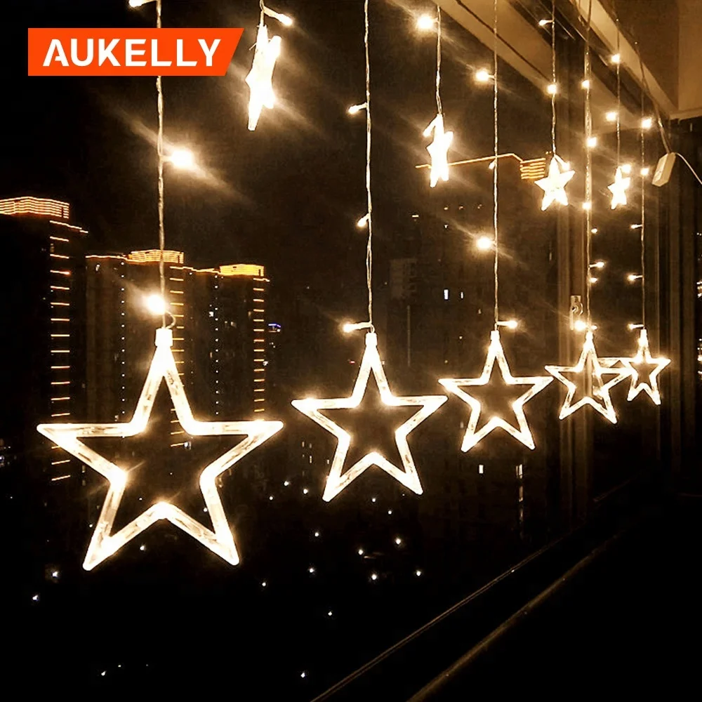 12  LED Star Light Christmas lights Indoor Outdoor Decorative Love Curtains Lamp For Holiday Wedding Party lighting