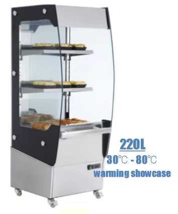 220L Стекло Продуктов Питания Теплее Отображения Витрина Для Гамбургер Хлеб Пиццы пироги Яйца Куриные