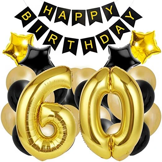 
Unique 60th Birthday Decorations balloon set for The Best 60th Birthday Party with Happy birthday banner 