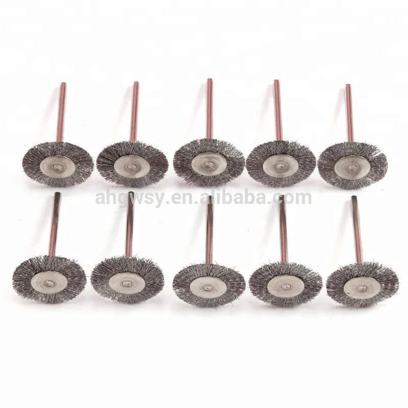 Щетка из Обжимной Стальной Проволоки с валом 3 мм инструмент Dremel вращающаяся шлифовальная машина колесная щетка для