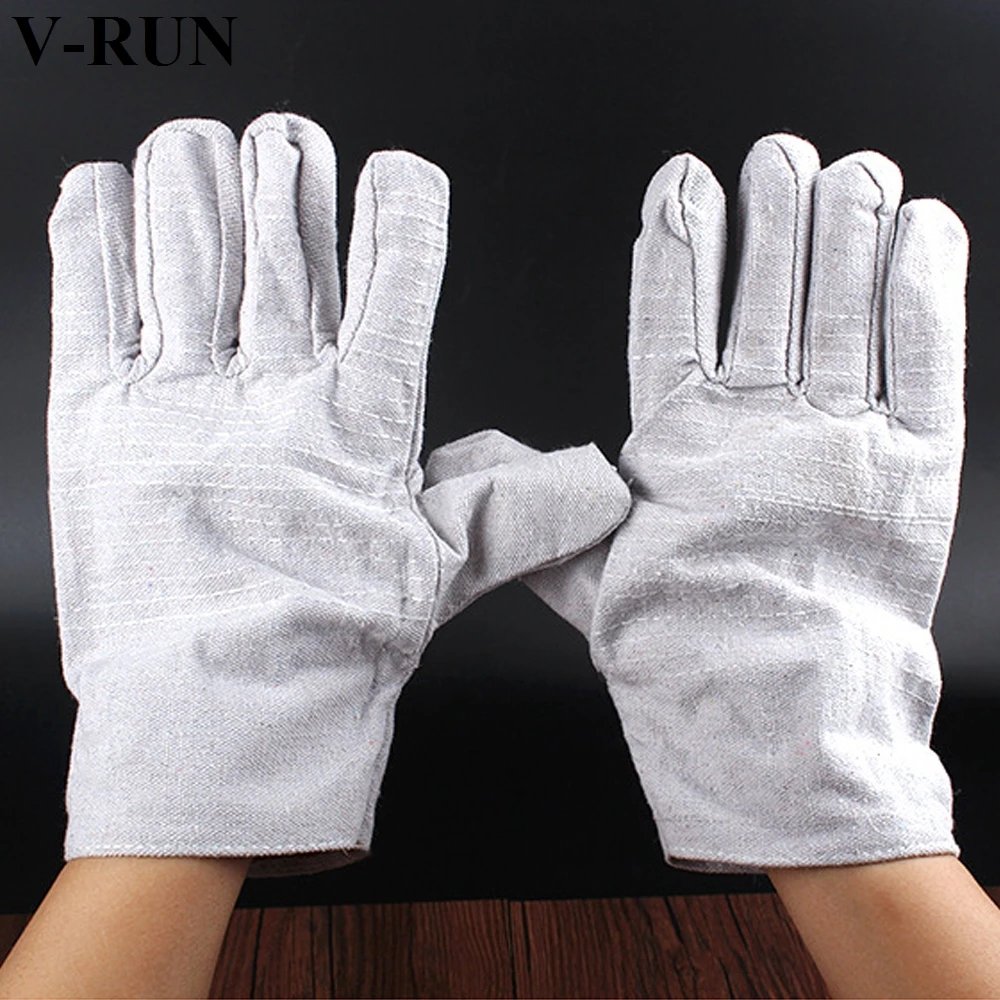 
Wholesale 24 lines double thickness full lined white armor electric working short canvas welding glove 