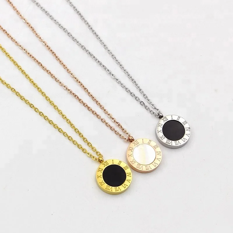 Black&White Double Plate Onyx Pendant Necklaces Necklace Wholesale