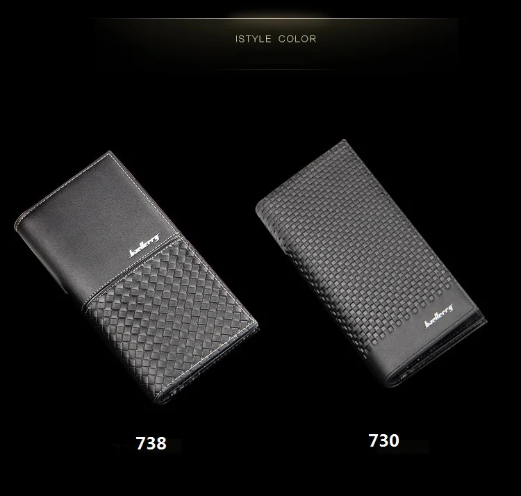 Baellerry 2018 new Style mens long Section PU leather Grid Pattern wallets