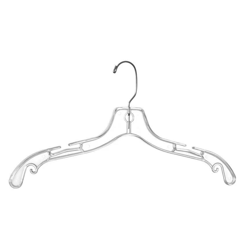 crystal plastic dress hanger with swivel hook and nonslip slots