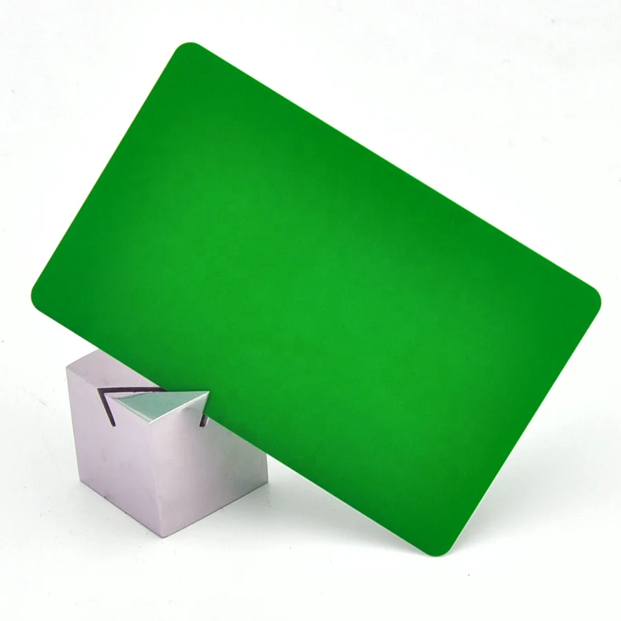 HQ CR80 Plastic Blank Plain Green PVC Card with factory price