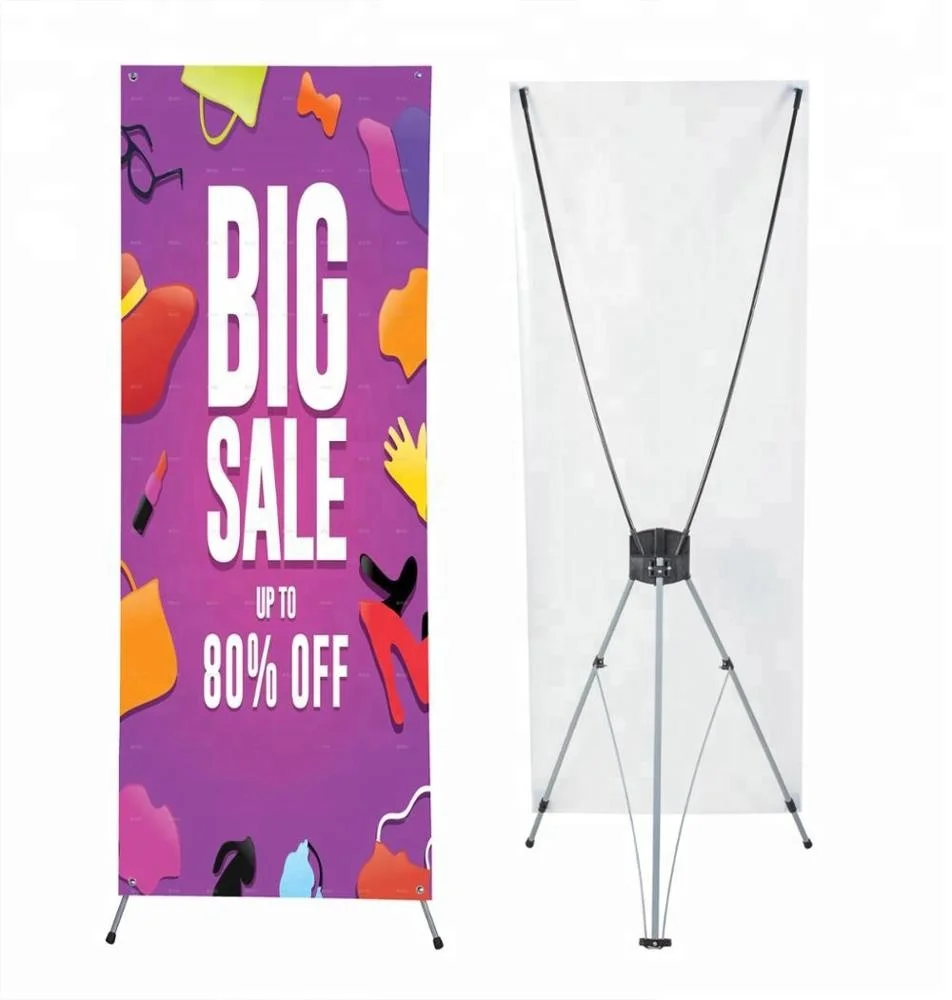 High Quality Newly Promotion Aluminum Pole Single Side Advertising Adjustable X banner Stand Display