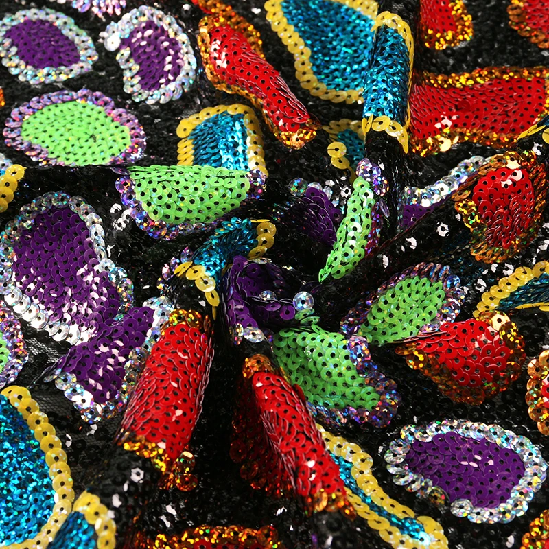 
Supplier wholesale custom polyester African colorful sequin fabric for women 