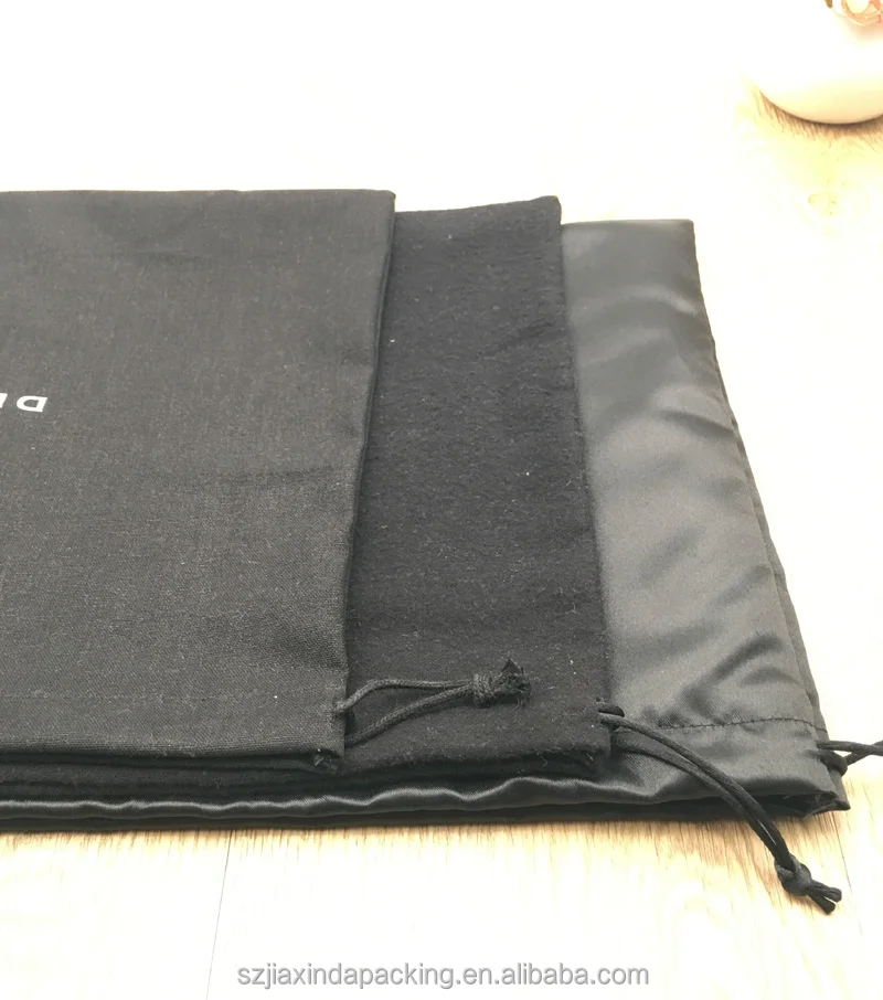 
Customized Black Satin Cotton Flannel Dust Bag 