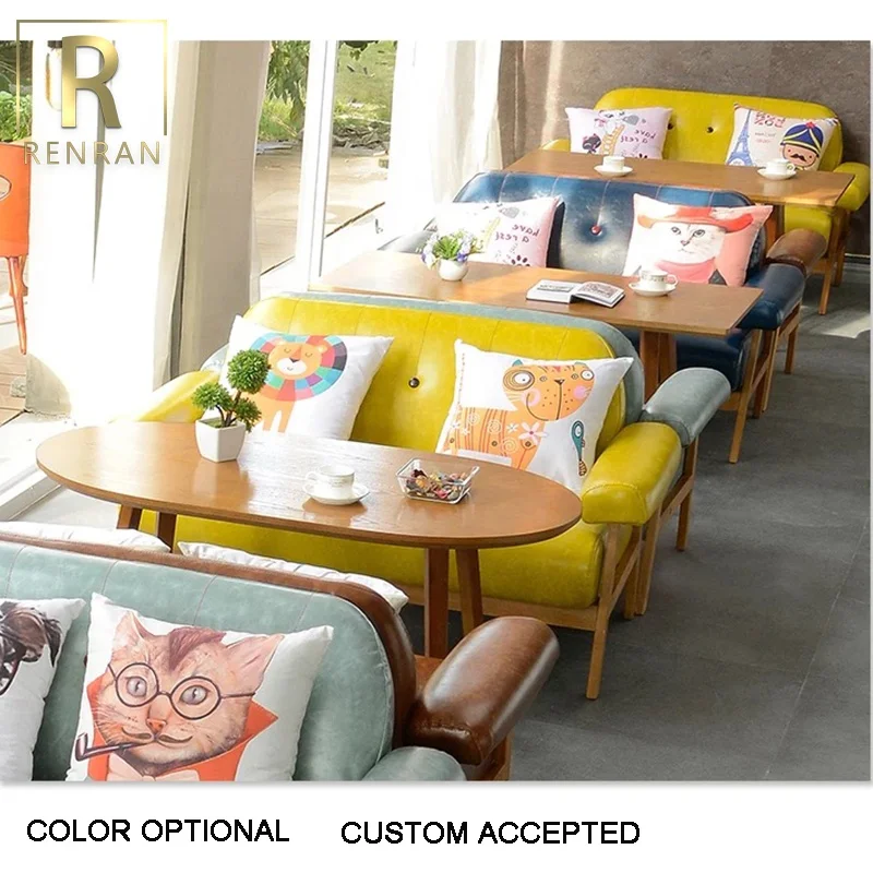 
Instagram popular freshing style restaurant set specific use and modern appearance wooden used restaurant sofa sets 