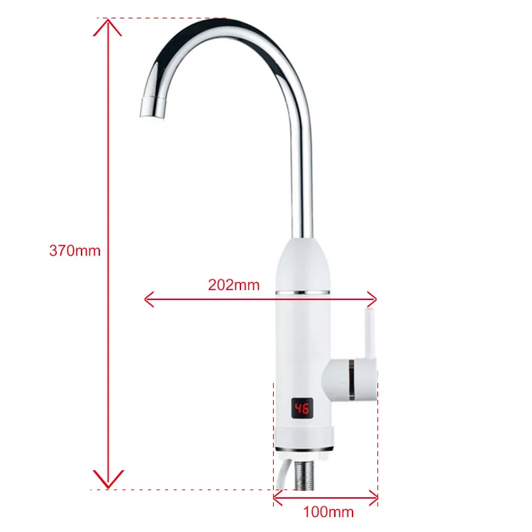Single Handle 220v 3000w Fast Heating Digital Instant Water Heater Faucet