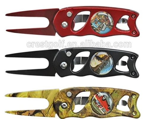 Newest Retractable Golf Switchblade Divot Tool with Ball Marker