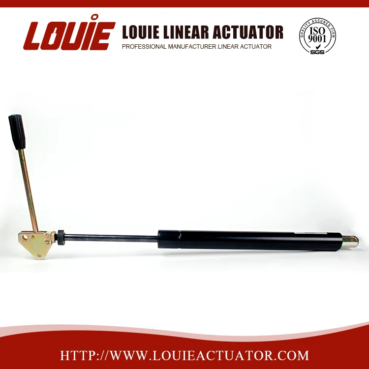 Lockable gas spring with cable and button