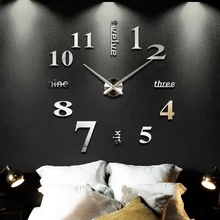 2016 New Home decoration big mirror wall clock modern design 3D DIY large decorative wall clocks watch wall unique gift