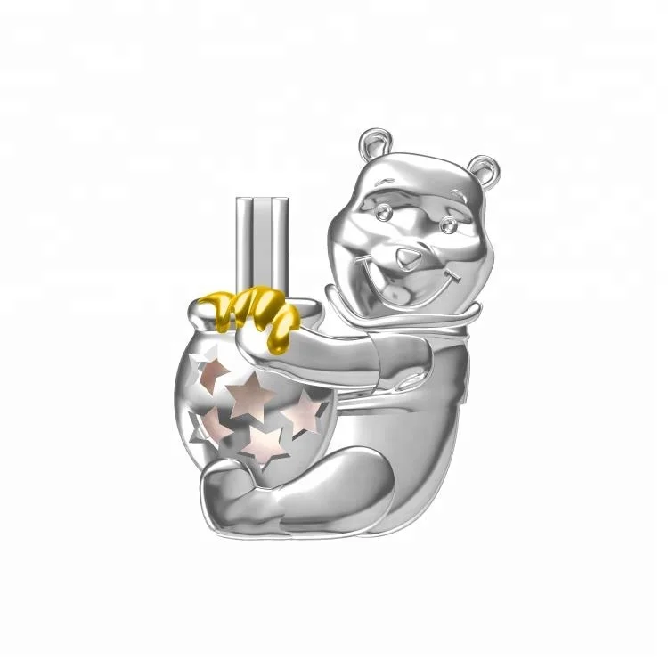 winnie cage pendant pearl jewelry pretty charm Honey bear 925 pearl cage pendant for cartoon style gift