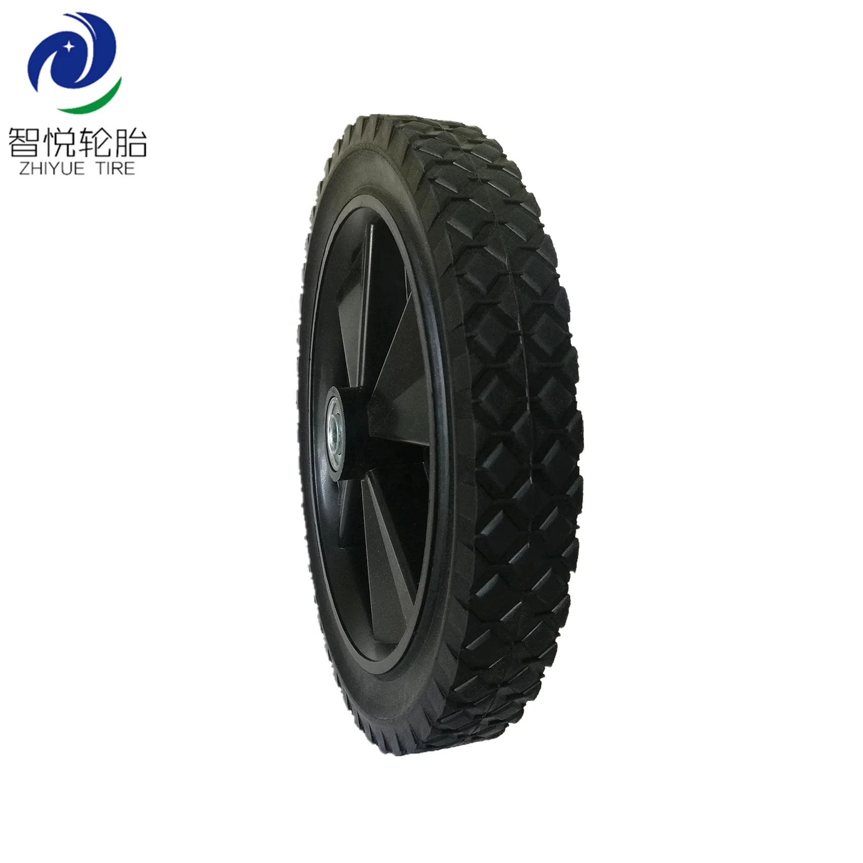 12 inch wheels solid plastic rubber tire for lawn mower generator wheel, lawn spreader
