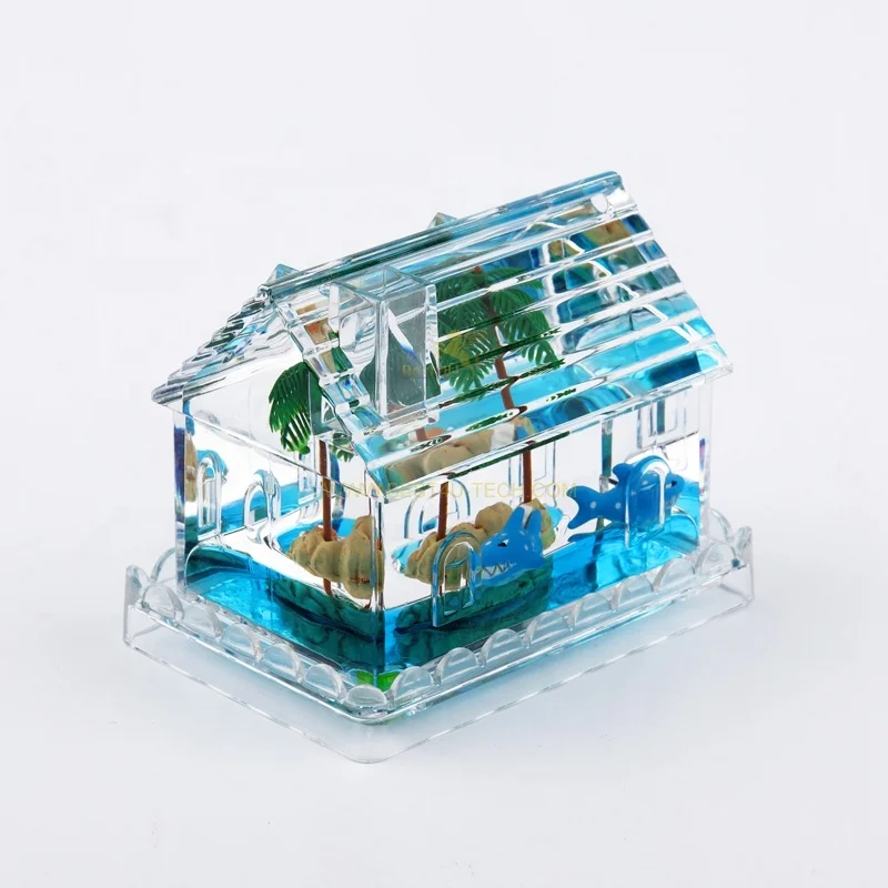 Decoration Gift House Shape Desk Organizer Liquid Filled Paperweight