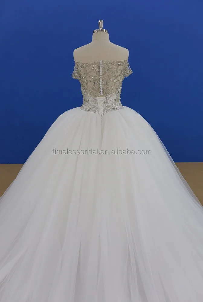 New arrival off shoulder heavy beaded embroidery corset ball gown wedding dress factory direct
