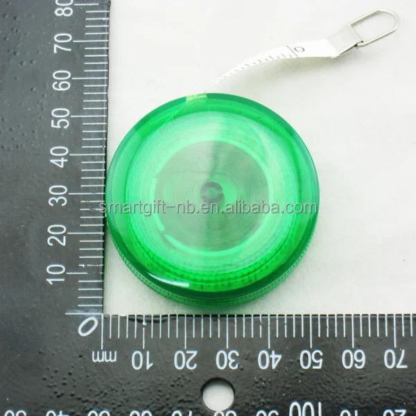 mini round transparent plastic body measure tape with key ring 1.5 meter fiber tape measure