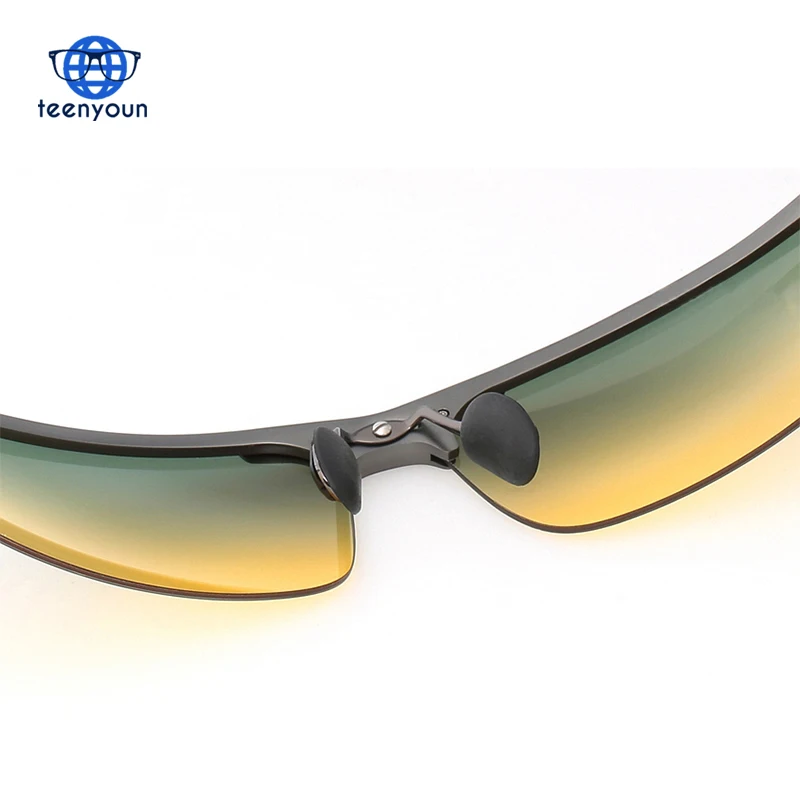 Мужские поляризованные солнцезащитные очки для вождения в дневное и ночное время суток антибликовые очки из алюминиево-магниевого сплава