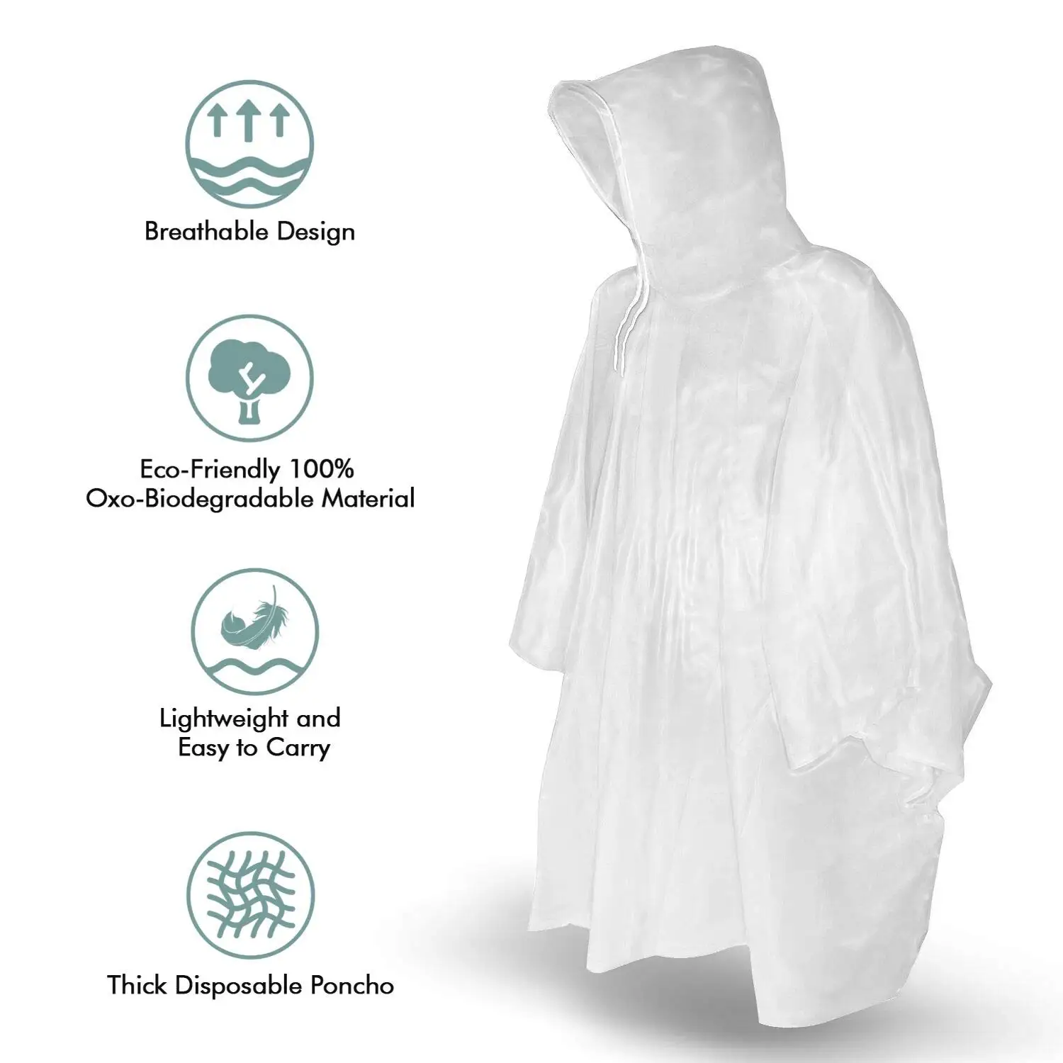 Rain Poncho for Adults Thick Disposable Rain Ponchos Raincoat for Women & Men, One Size Fits All Emergency Poncho for Theme Par