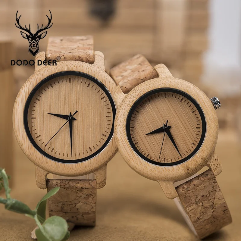 Часы DODO DEER Cork, мужские и женские часы из бамбука, деревянные часы OEM, часы для влюбленных, креативный подарок с индивидуальной коробкой