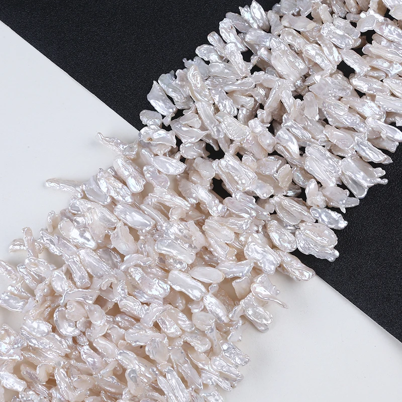 Long Stick Natural Irregular Shape Freshwater Biwa Pearl Strand