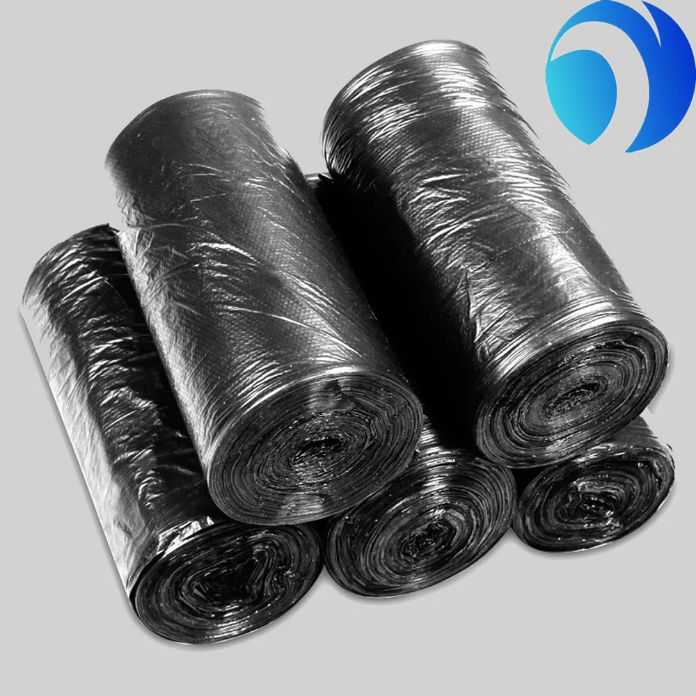 Plastic 100% biodegradable t shirt garbage bag black on roll importers
