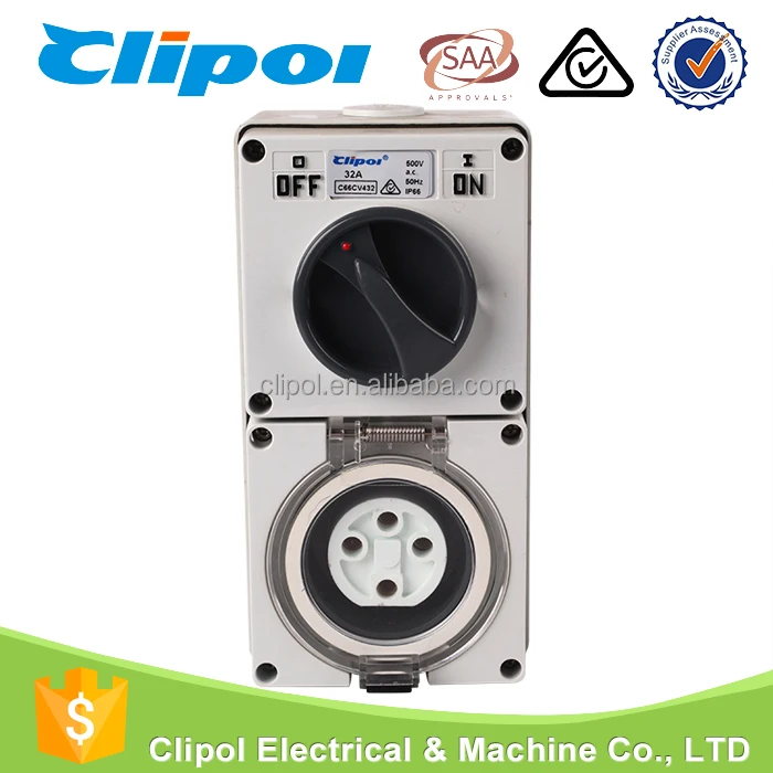 Разъем Переключатель Промышленного прочный водонепроницаемый 500 В 32 amp 4 pin переключатель гнездо