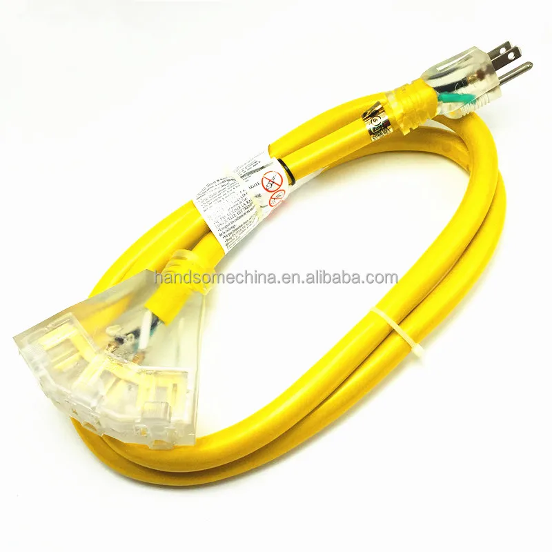 Yellow Jacket 12AWG Heavy Duty 15A SJTW Contractor Extension Cord with Lighted Power Block