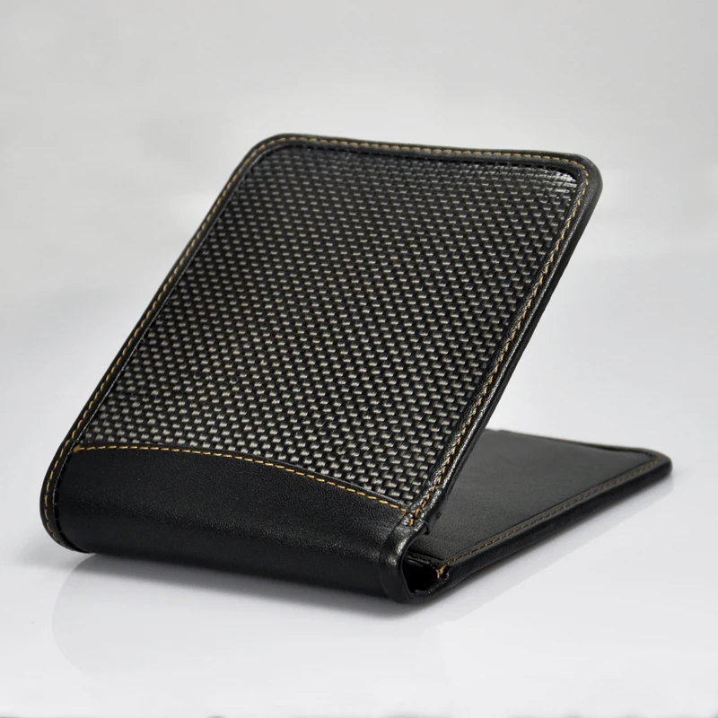 Credit Card Holder, Springk Slim Mini& Stylish RFID Blocking Wallet Carbon Fiber Leather Wallet Short for Men and Women