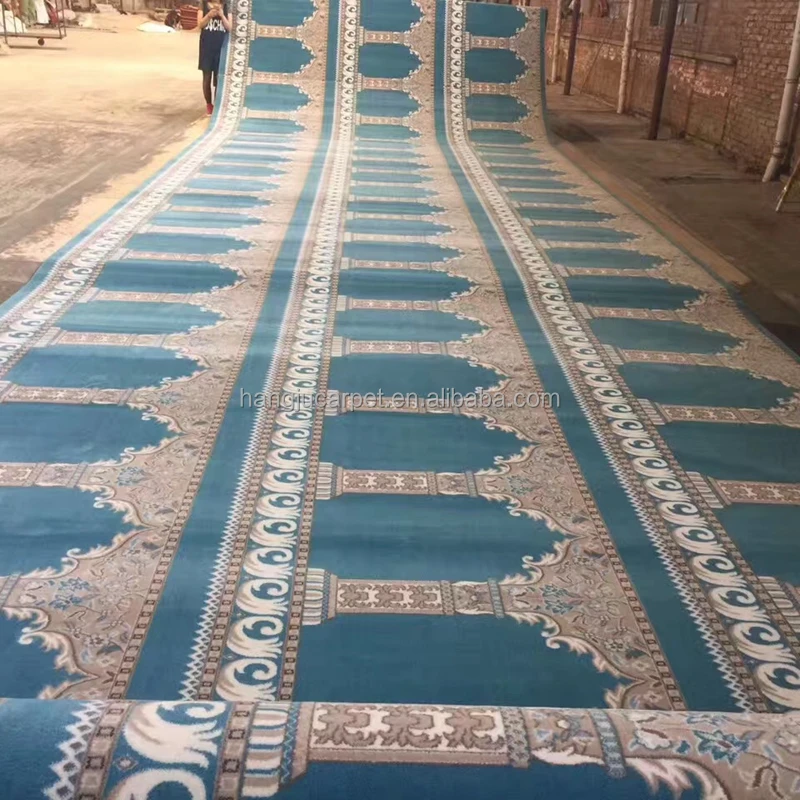 Axminster Green and Blue Wall to Wall Rolls Mosque Carpet And Rug for Mosque Masjid W-S78 Series