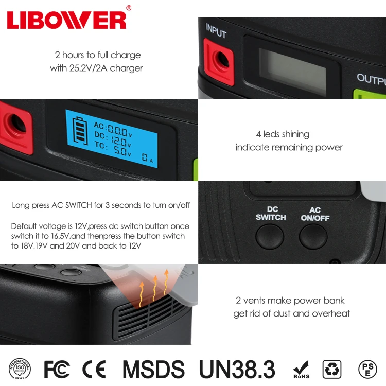 Libower New model 12v dc solar power station of 120W modified sine wave UPS power backup for home and office