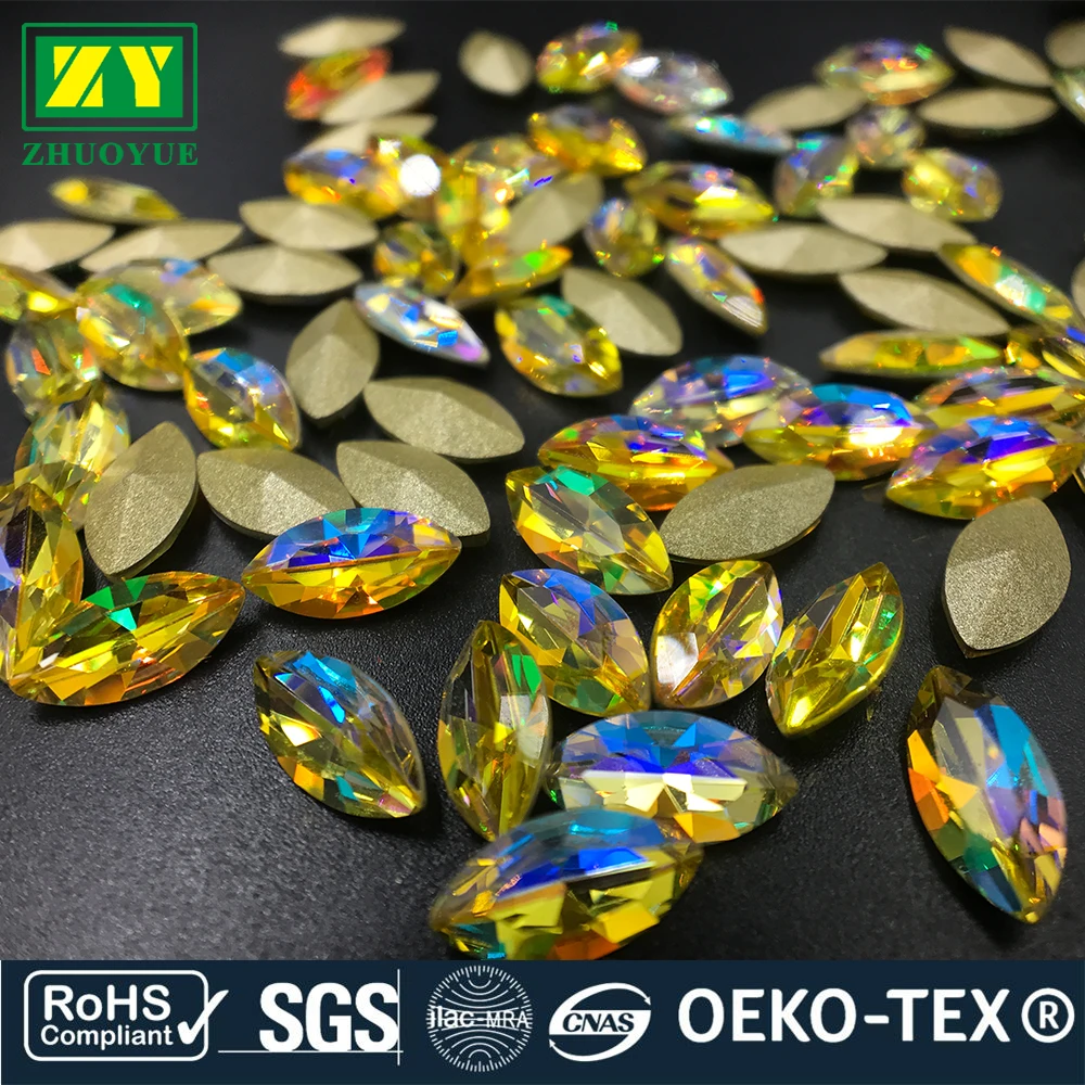 5*10mm Oval Top quality crystal k9 Material Cut fancy non hot fix rhinestone fashion accessories factory