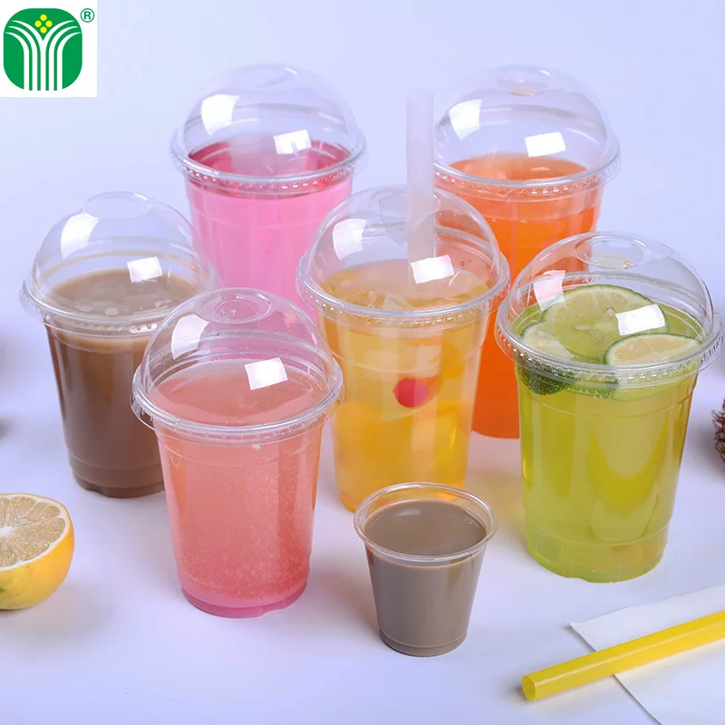 
new products custom print logo 500ml 16oz disposable PET Plastic cup with dome lids 