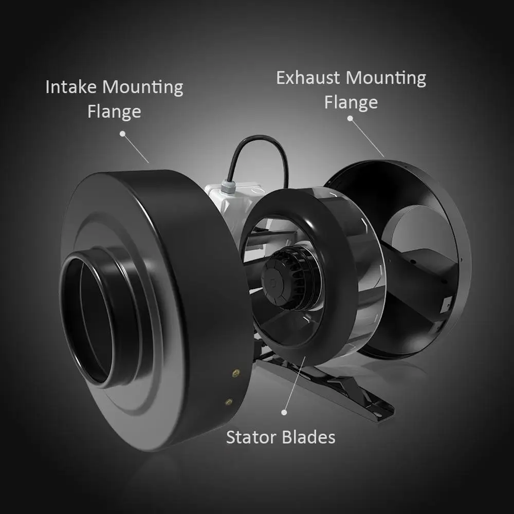 FENGDA 4 Inch 190 CFM Inline Duct Fan Vent Blower Ventilation Fan for Grow Tent ETL Certified