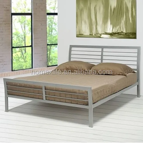Home Furniture Luxury Wrought Iron Modern Metal Double Bed With Wooden Slats