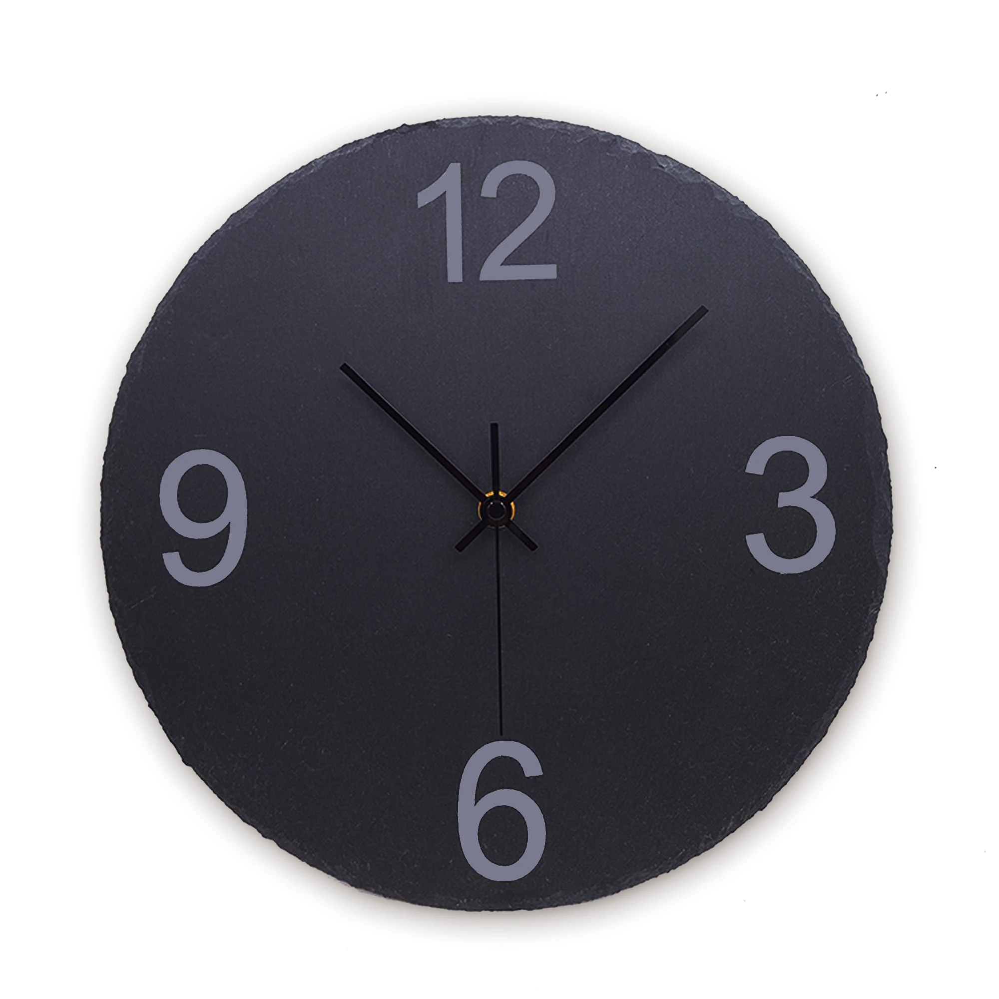 China factory handmade fashionable natural stone black slate wall clock