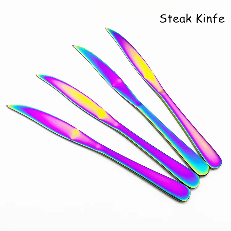 304 Stainless Steel Rainbow Cutlery Dinner Spoon Knife Fork Flatware