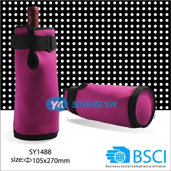 neoprene collapsible can cooler/ wine cooler wholesale neoprene fabric cooler bag with gel inside