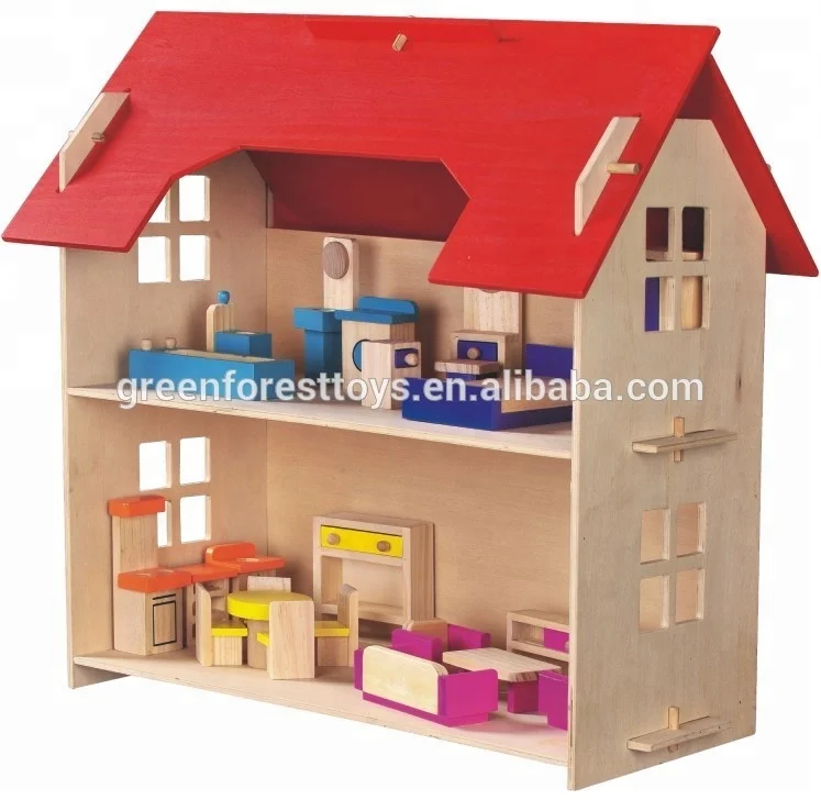 Kids Toys Christmas Village Houses Yunhe Wooden Non-toxic Princess Lighted Ceramic Zhejiang High Wooden Dollhouse 1000 14HOU07